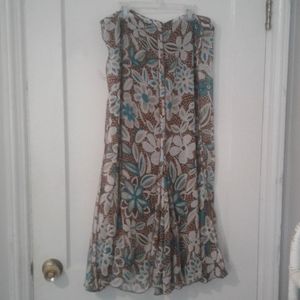 Chadwick's BrownTurquoise Floral Maxi Skirt Sz 14